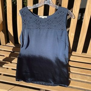 Banana Republic Sleeveless Tank Blouse, Navy Blue, Size L
